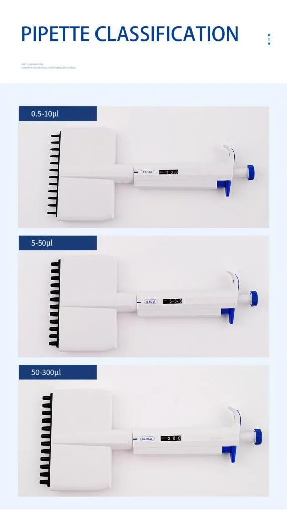 12-channel manual adjustable micropipette
