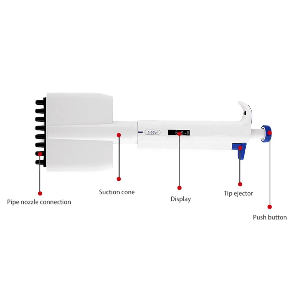 Adjustable volume micropipette, 8 channels CONSTRUCTION DIAGRAM